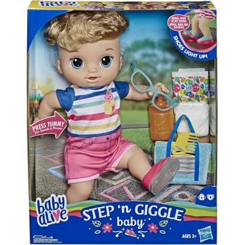  [아마존베스트]Baby Alive Step ‘N Giggle Baby Blonde Hair Boy Doll with Light-Up Shoes, Responds with 25+ Sounds & Phrases, Drinks & Wets, Toy for Kids Ages 3 Years Old & Up