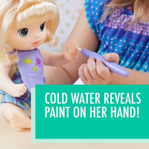  [아마존베스트]Baby Alive Finger Paint Baby: Blonde Hair Doll, Drinks & Wets, Doll Accessories Includes Art Supplies, Bottle and Diaper, Great Doll for 3-Year-Old Girls & Boys and Up (Amazon Excl