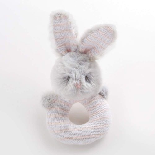  Baby Aspen Luxury Baby Blanket and Bunny Rabbit Rattle Gift Set - Pink/Light Gray/Light Pink
