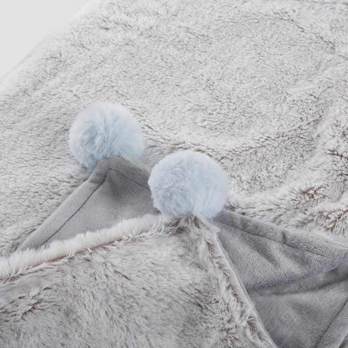  Baby Aspen Luxury Baby Blanket and Bunny Rabbit Rattle Gift Set - Pink/Light Gray/Light Pink