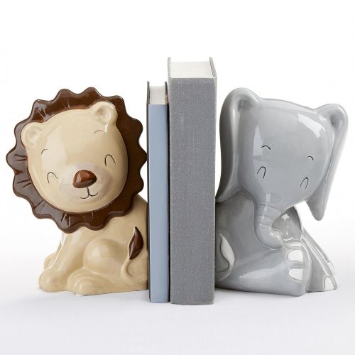  [아마존베스트]Baby Aspen Noahs Ark Decorative Porcelain Bookends, White/Gold/Light Blue/Gray/Yellow/Orange/Brown