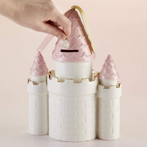  Baby Aspen Simply Enchanted Ceramic Castle Bank, Multicolored