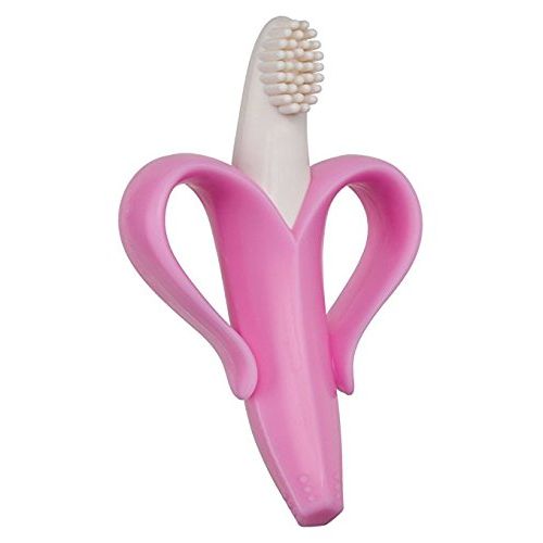  [아마존베스트]Baby Banana Infant Training Toothbrush and Teether, Pink