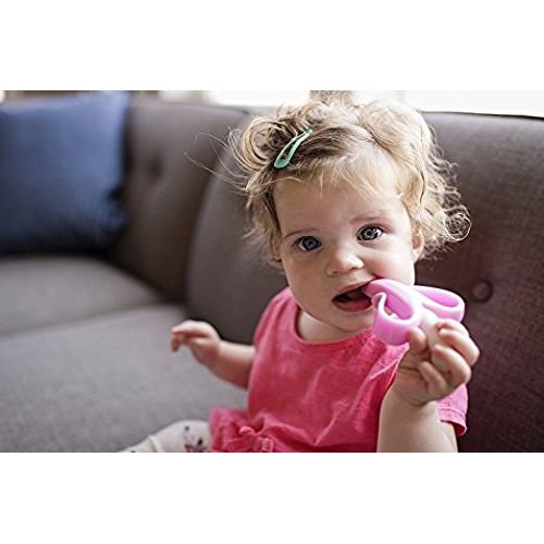  [아마존베스트]Baby Banana Infant Training Toothbrush and Teether, Pink