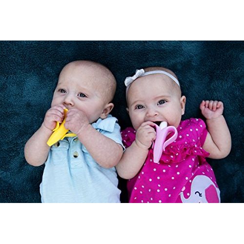  [아마존베스트]Baby Banana Infant Training Toothbrush and Teether, Pink