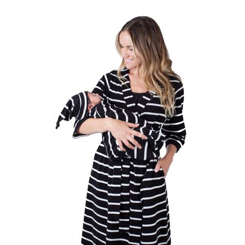  Baby Be Mine Matching Maternity/Delivery Robe with Baby Swaddle Set, Mom and Baby