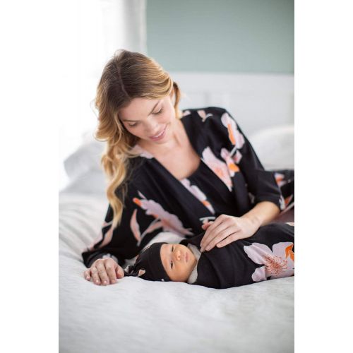  Baby Be Mine Matching Maternity/Delivery Robe with Baby Swaddle Set, Mom and Baby