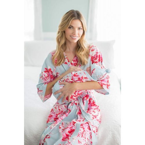  Baby Be Mine Matching Maternity/Delivery Robe with Baby Swaddle Set, Mom and Baby