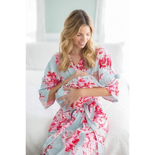  Baby Be Mine Matching Maternity/Delivery Robe with Baby Swaddle Set, Mom and Baby