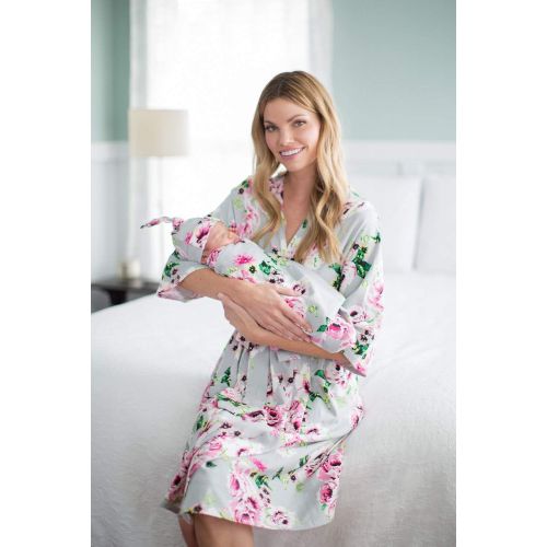  Baby Be Mine Matching Maternity/Delivery Robe with Baby Swaddle Set, Mom and Baby