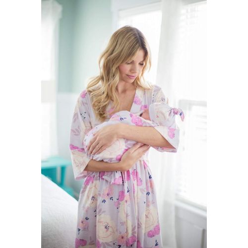  Baby Be Mine Matching Maternity/Delivery Robe with Baby Swaddle Set, Mom and Baby