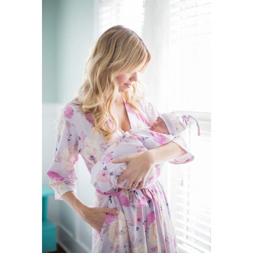  Baby Be Mine Matching Maternity/Delivery Robe with Baby Swaddle Set, Mom and Baby