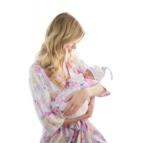  Baby Be Mine Matching Maternity/Delivery Robe with Baby Swaddle Set, Mom and Baby