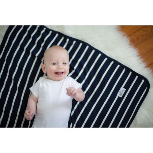  Baby Be Mine Newborn Baby Swaddle Blanket with Matchin Knotted Hat, (Black Stripe)