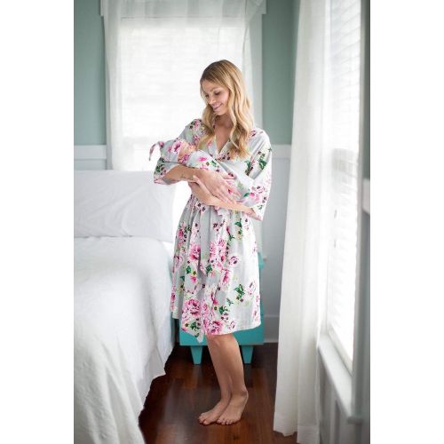  Baby Be Mine Matching Maternity/Delivery Robe with Baby Swaddle Set, Mom and Baby