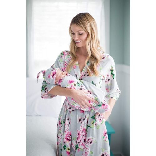  Baby Be Mine Matching Maternity/Delivery Robe with Baby Swaddle Set, Mom and Baby