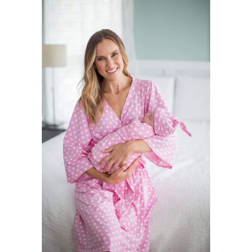  Baby Be Mine Matching Delivery Robe Swaddle Blanket Set Mom Baby (L/XL 12-18, Molly)