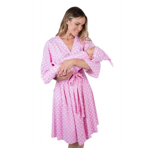  Baby Be Mine Matching Delivery Robe Swaddle Blanket Set Mom Baby (L/XL 12-18, Molly)