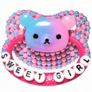 Baby Bear Pacis Adult Pacifier,Sweet Girl Dark Pink Bear Adult Paci (DDLG/ABDL)