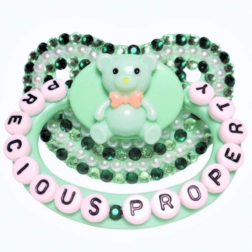  Baby Bear Pacis Adult Pacifier,Precious Property Green Teddy Bear Paci (DDLG/ABDL)