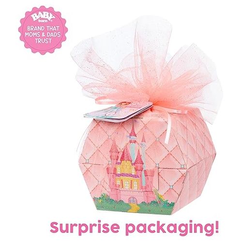  Baby Born Surprise Small Dolls Series 9 - Unwrap Surprise Collectible Baby Doll with 3 Water Surprises, Princess-Themed Dress, Color Change Diaper, Castle Packaging, for Kids Ages 4 & Up