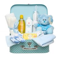Baby Box Shop Newborn Baby Gift Set  Keepsake Box in Blue with Baby Clothes, Teddy and Gifts for a New Baby Boy
