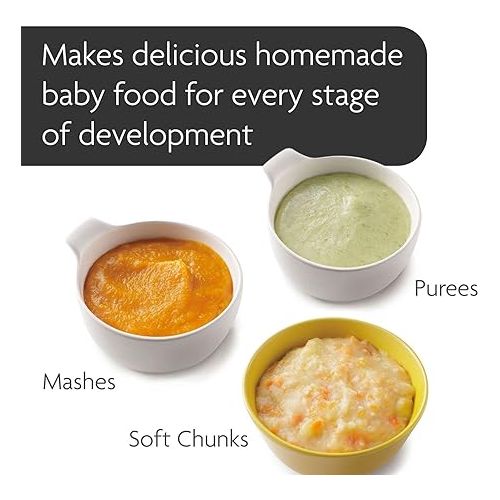  Baby Brezza One Step Baby Food Maker Deluxe - Auto shut Off, Dishwasher Safe Cooker and Blender to Steam + Puree Organic Food for Infants + Toddlers - Set of 3 Pouches + 3 Funnels
