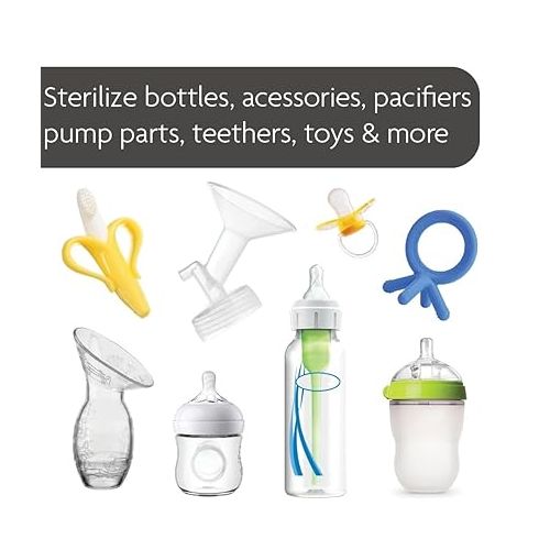  Baby Brezza Baby Bottle Sterilizer and Dryer Machine - Electric Steam Sterilization - Universal Fit - Pacifiers, Glass, Plastic, and Newborn Feeding Bottles, Charcoal
