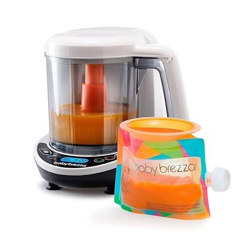  Baby Brezza One Step Baby Food Maker Deluxe ? Auto shut Off & Reusable Baby Food Storage Pouches