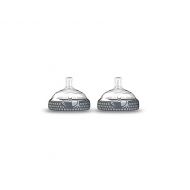 Baby Brezza Baby Bottle Replacement Parts - 2 Pack of BPA Free Replacement Tops - Slow Flow Nipple - Grey