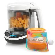 Baby Brezza Small Baby Food Maker Set - Cooker and Blender in One to Steam and Puree Baby Food for Pouches - Make Organic Food for Infants and Toddlers - Includes 3 Pouches and 3 Funnels