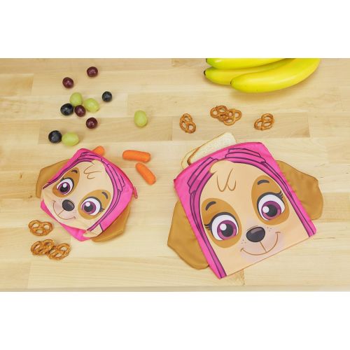  Baby Brezza Paw Patrol Reusable Sandwich and Snack Bags Set - Eco Friendly, Zip Closure Bags - Kids Friendly Design for Boys or Girls - Dishwasher Safe, BPA Free Design -Set of 2-1 Large/1 Sma