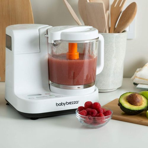  Baby Brezza Glass Baby Food Maker  Cooker and Blender to Steam and Puree Baby Food for Pouches in Glass Bowl - Make Organic Food for Infants and Toddlers  4 Cup Capacity