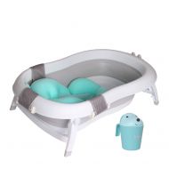 Baby Brielle 3-in-1 Portable Collapsible Infant to Toddler Space Saver Foldable Bath tubs - Anti Slip Skid Proof - with Cushion Insert & Water Rinser for Bathing Newborns