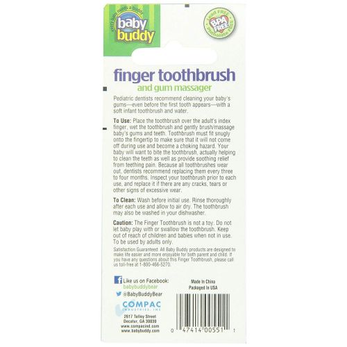  [아마존베스트]Baby Buddy Brilliant Baby Finger Toothbrush - Silicone Gum Massager and Teether Brush for Babies and Toddlers -...