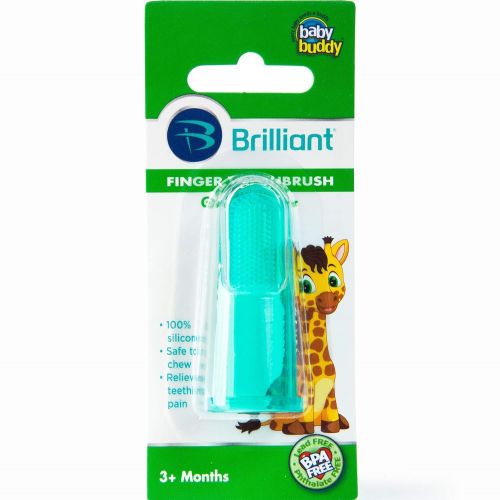  [아마존베스트]Baby Buddy Brilliant Baby Finger Toothbrush - Silicone Gum Massager and Teether Brush for Babies and Toddlers - Kids Love Them, Green, 1 Count