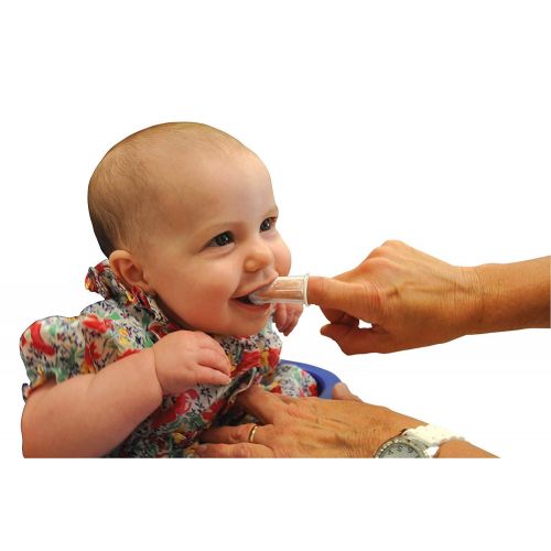  [아마존베스트]Baby Buddy Brilliant Baby Finger Toothbrush - Silicone Gum Massager and Teether Brush for Babies and Toddlers - Kids Love Them, Blue, 1 Count