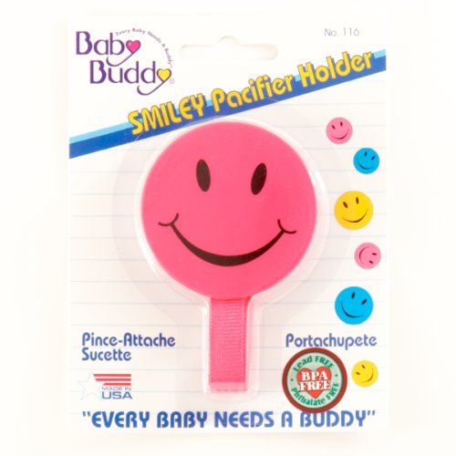  Baby Buddy Smiley Pacifier Holder Pink - Case of 24