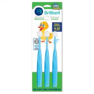 Brilliant Baby Toothbrush by Baby Buddy - For Ages 4-24 Months, BPA Free Super-Fine Micro Bristles Clean All-Around Mouth, Kids Love Them, Blue, 3 Count