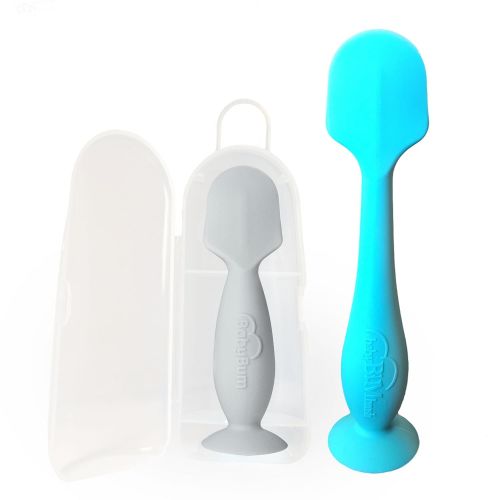  [아마존베스트]Baby Bum Brush, Original Diaper Rash Cream Applicator, Soft Flexible Silicone Brush, Unique Gift + Mini Diaper Rash Cream Applicator with Travel Case, [Blue + Gray]