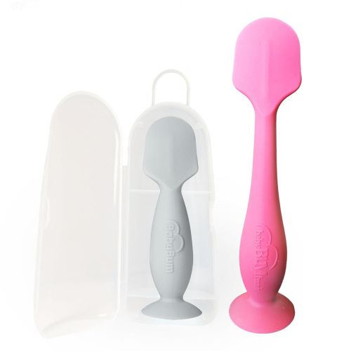  [아마존베스트]Baby Bum Brush, Original Diaper Rash Cream Applicator, Soft Flexible Silicone Brush, Unique Gift + Mini Diaper Rash Cream Applicator with Travel Case, [Pink + Gray]