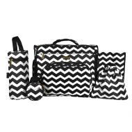 Baby Bundle SavvyMami Convertible Diaper Bag Backpack for Mom with 5 Accessories- Chevron Matching Bottle...