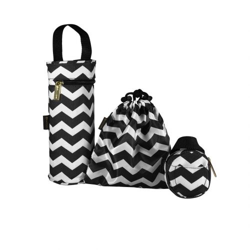  Baby Bundle SavvyMami Convertible Diaper Bag Backpack for Mom with 5 Accessories- Chevron Matching Bottle...