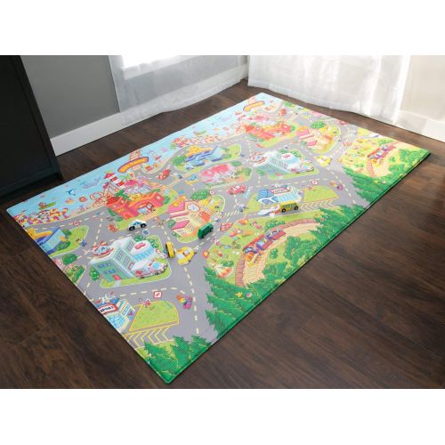  Baby Care Play Mat - Playful Collection (Large, Zoo Town) - Play Mat for Infants  Non-Toxic Baby Rug  Cushioned Baby Mat Waterproof Playmat  Reversible Double-Sided Kindergarten