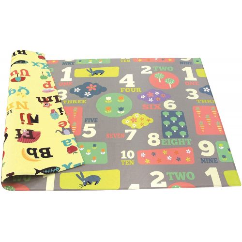  [아마존 핫딜] Baby Care Play Mat - Playful Collection (Letters & Numbers, Large) - Play Mat for Infants  Non-Toxic Baby Rug  Cushioned Baby Mat Waterproof Playmat  Reversible Double-Sided Kin