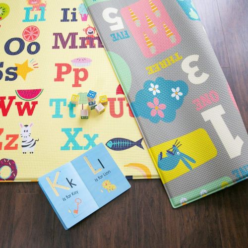  [아마존 핫딜] Baby Care Play Mat - Playful Collection (Letters & Numbers, Large) - Play Mat for Infants  Non-Toxic Baby Rug  Cushioned Baby Mat Waterproof Playmat  Reversible Double-Sided Kin