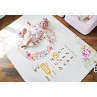 Visit the Baby Care Store Baby Care Milestone Play Mat  Blessings in Bloom  Monthly Milestone Infant Play Mat  Baby Tummy Time  Photo Background mat  for Infant Boy Girl Unisex Maternity Gift