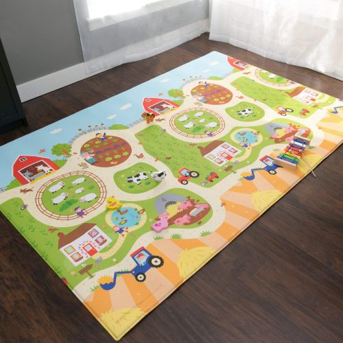  Visit the Baby Care Store Baby Care Play Mat - Playful Collection (Busy Farm, Large) - Play Mat for Infants  Non-Toxic Baby Rug  Cushioned Baby Mat Waterproof Playmat  Reversible Double-Sided Kindergarte