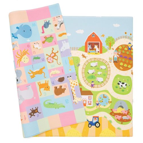  Visit the Baby Care Store Baby Care Play Mat - Playful Collection (Busy Farm, Large) - Play Mat for Infants  Non-Toxic Baby Rug  Cushioned Baby Mat Waterproof Playmat  Reversible Double-Sided Kindergarte