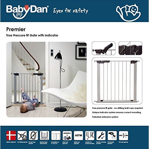  Babydan Baby Dan Premier Pressure Fit Safety Gate, Silver